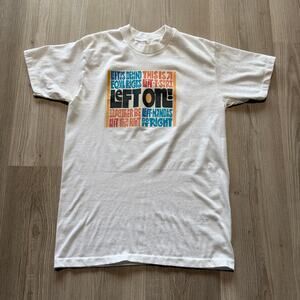 Vintage 80's Left On! Democratic Political Equal Rights White Tee Shirt Sz Small